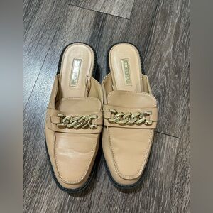 Primark Beige Mules with Gold Chain Accent